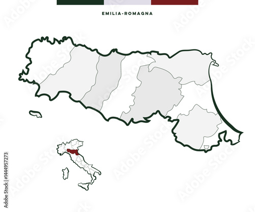 Regione Emilia-Romagna in Italia - mappa vettoriale	

