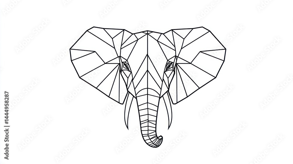 Geometric Elephant Head Design, Abstract Art Geometric Elephant Head Design, Abstract Art