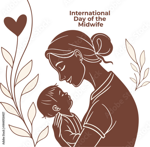 International Day of the Midwife 2025 Vector Design – Midwife and Newborn Illustration, May 5 Global Health Poster, Midwifery Appreciation Art, Women’s Healthcare Banner, Maternity Support Graphic, Me