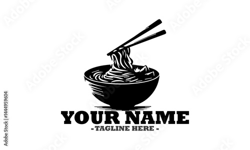 Illustration vector graphic of noodle or ramen in bowl with chopstick and logo noodlr or ramen in bowl with chopstick
