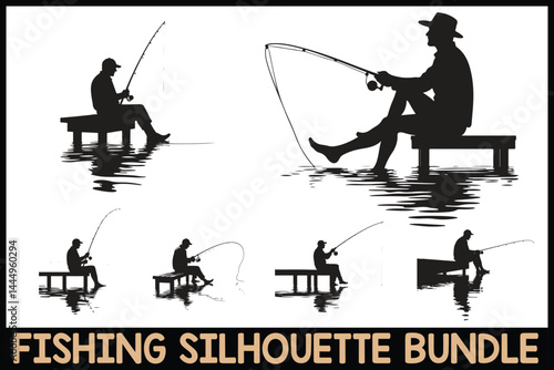 Fishing Silhouette Clipart Bundle Set
