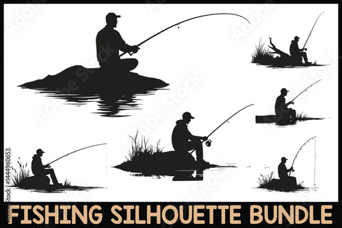 Fishing Silhouette Clipart Bundle Set

