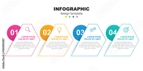 Hexagon infographic template with thin line icons