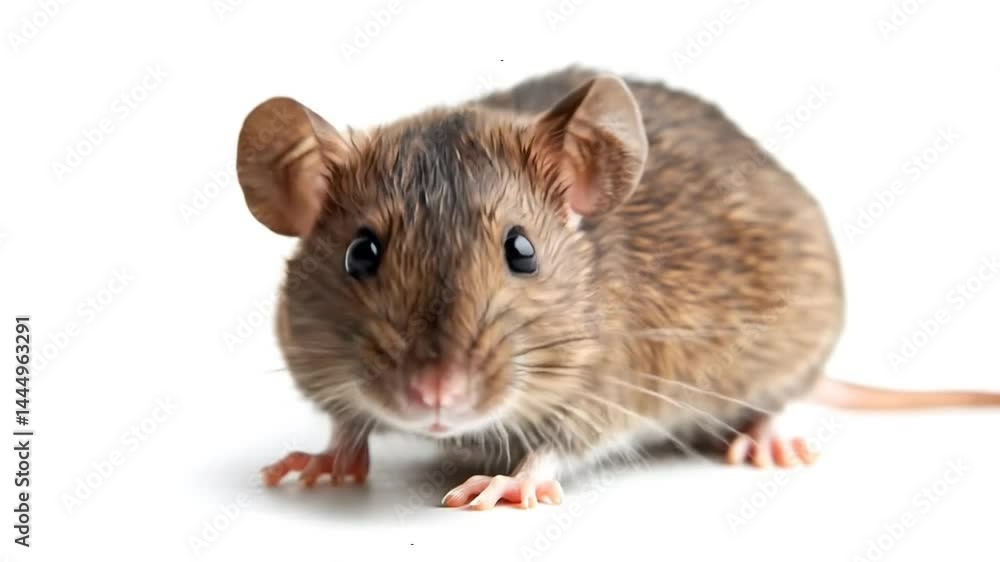 Close-Up View of a Small Rodent with Distinct Features on a Clean White Background. Close-Up View of a Small Rodent with Distinct Features on a Clean White Background.