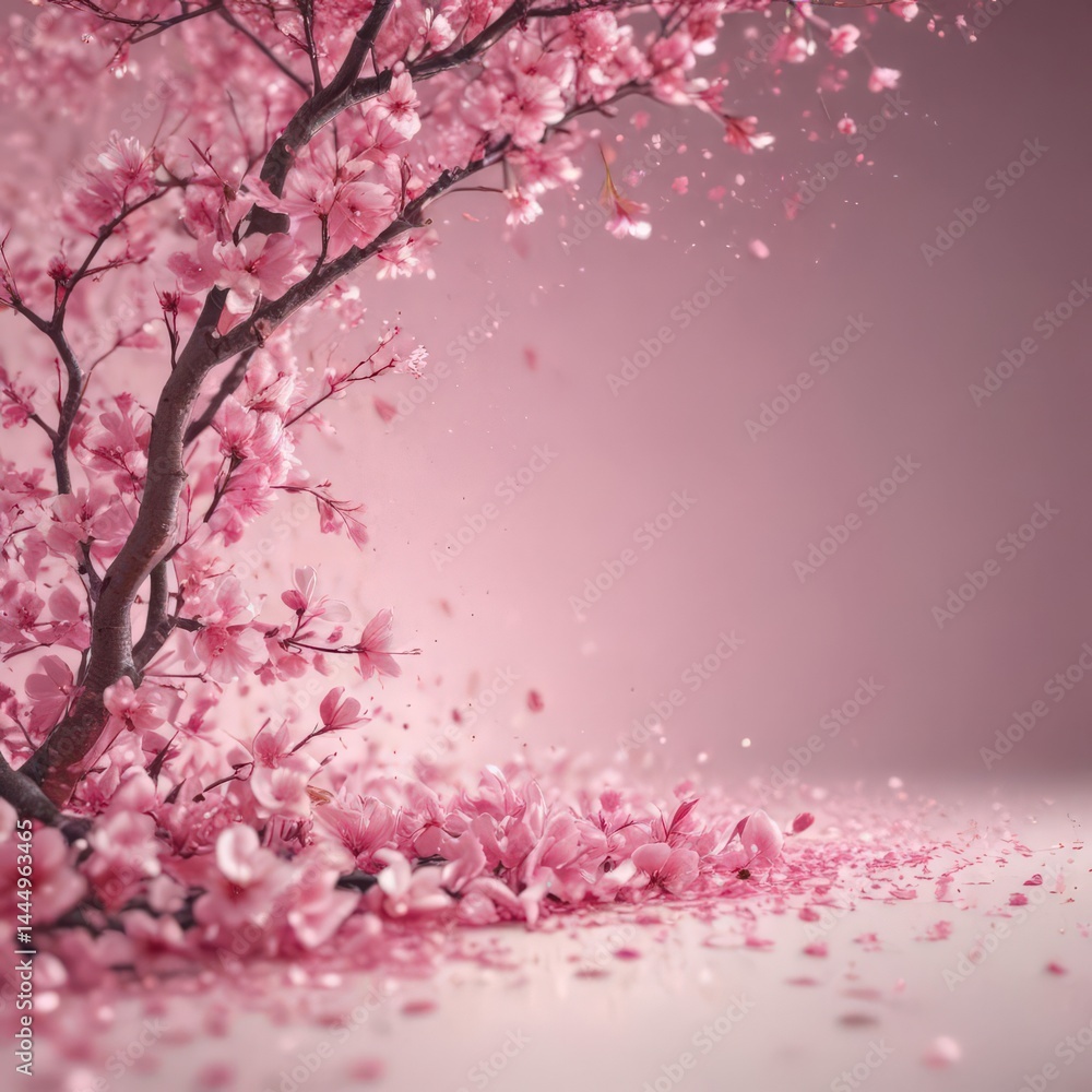 Obraz premium Abstract pink sakura petals swirl, dreamy backdrop, dreamy, shimmer, flora