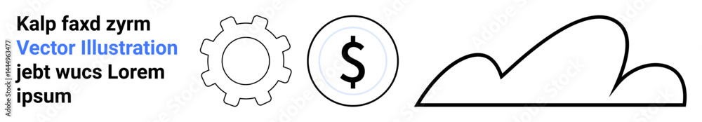 Gear, dollar coin, and cloud outline convey technology, finance, and connectivity. Ideal for business, innovation, fintech, cloud computing partnerships development simple landing page Gear, dollar coin, and cloud outline convey technology, finance, and connectivity. Ideal for business, innovation, fintech, cloud computing partnerships development simple landing page