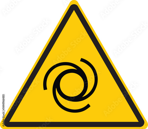 warning sign with rotating parts symbol indicating hazard for machinery with moving components