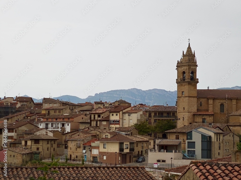 Obraz premium Panoramic view of Elciego, Spain. Small medieval town in Alava, Basque Country