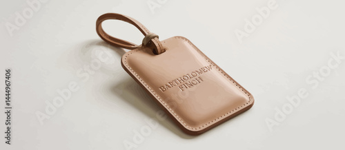 Elegant Light Brown Leather Luggage Tag with Bartholomew Finch Branding