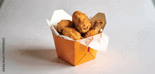 Crispy Fried Chicken Drumsticks in Orange Takeout Box