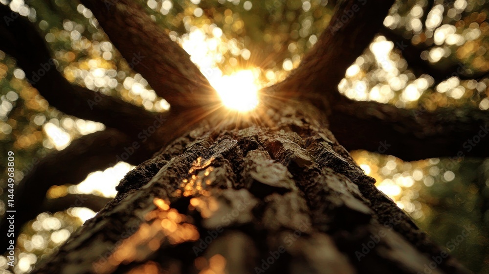The perspective of a tree looking up at the bright sunlight The perspective of a tree looking up at the bright sunlight