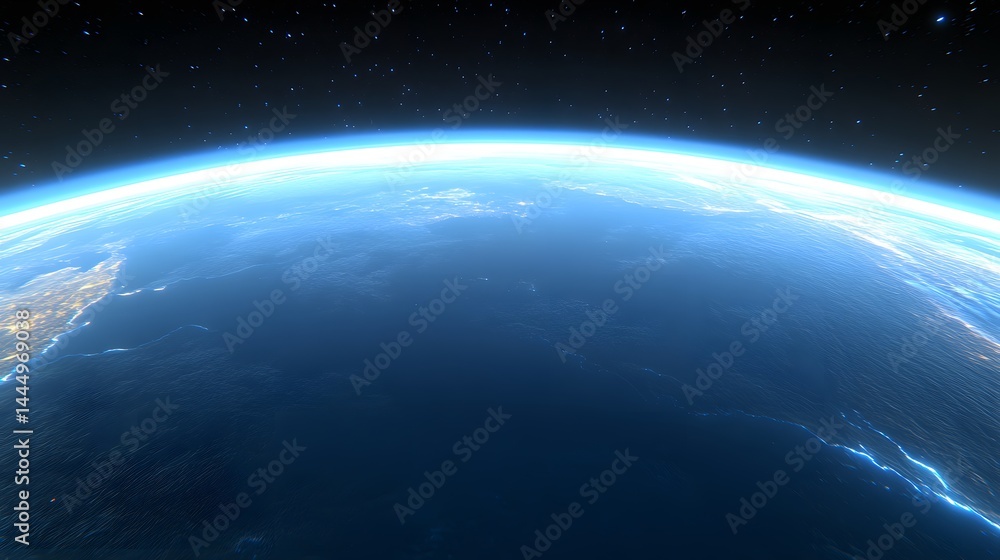Fototapeta premium Stunning Earth From Space A Breathtaking View of Our Planet's Curvature and Ocean's Vastness