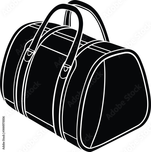 Travel Duffel Bag Silhouette Vector – Black Luggage Illustration