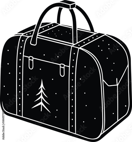 Travel Duffel Bag Silhouette Vector – Black Luggage Illustration