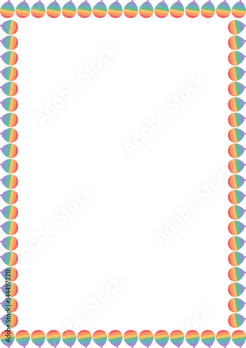 Colorful balloon frame. Pride Month multicolor template for your text