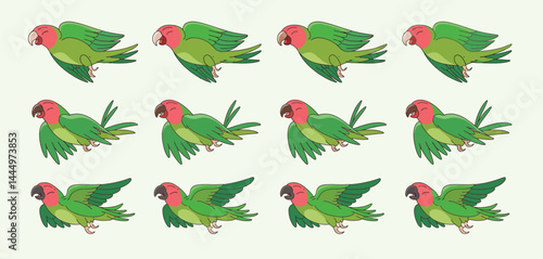 Animated Flying Parrot Sprite Sheet for Game Development