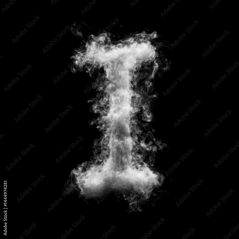 Obraz premium Curling Smoke Letter I Overlay - Elegant Smoke Text Effect for Mystical Designs. Perfect for Dark, Gothic and Fantasy Projects.
