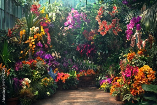 Wallpaper Mural Lush greenhouse filled with vibrant tropical flowers and plants Torontodigital.ca