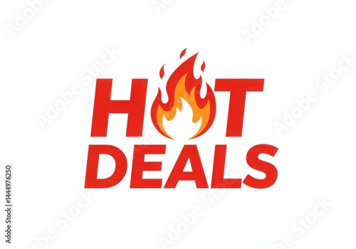 Hot deals graphic with flame illustration