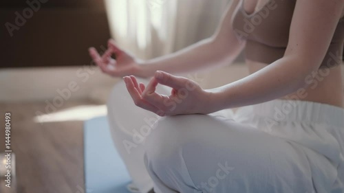 Wallpaper Mural Close up of hands of young woman doing meditation in yoga pose. Meditation concept. Torontodigital.ca