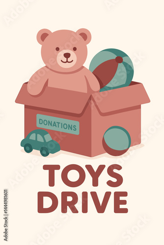 Donation Box with Toys for Charity Drive  