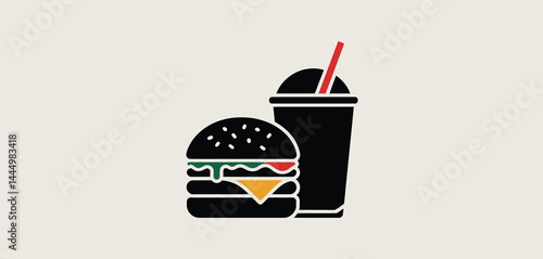 Delicious Hamburger and Soda Combo Fast Food Icon
