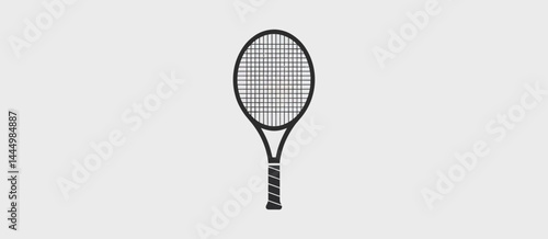 Simple Black and White Tennis Racket Illustration