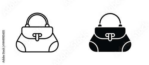 Handbag Icons Line Art and Solid Black Style