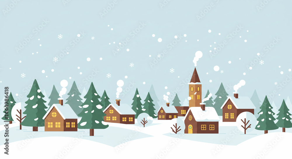 Winter Village Scene vector background Winter Village Scene vector background