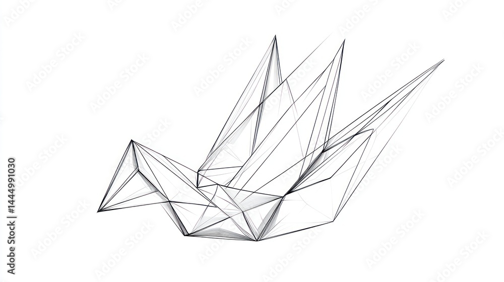 Abstract origami bird design, minimalist illustration, artistic graphic, use for posters, invitations, greeting cards Abstract origami bird design, minimalist illustration, artistic graphic, use for posters, invitations, greeting cards