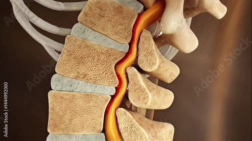 Treat compressed spinal nerves and restore lumbar disc herniation to a healthy state, 3d animation.