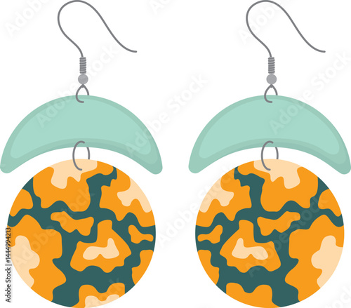 Stylish earrings isolated on white background. Female trendy shape accessories	