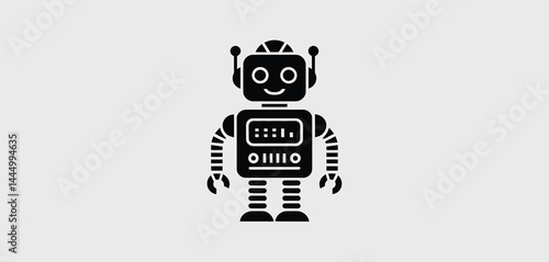 Friendly Retro Robot Character Design Illustration