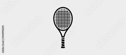 Simple Black and White Tennis Racket Icon Illustration