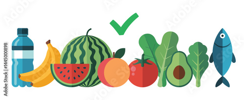 Healthy Eating Habits with Fruits Vegetables and Fish
