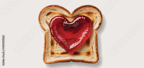 Heart Shaped Jam on Toasted Bread Slice