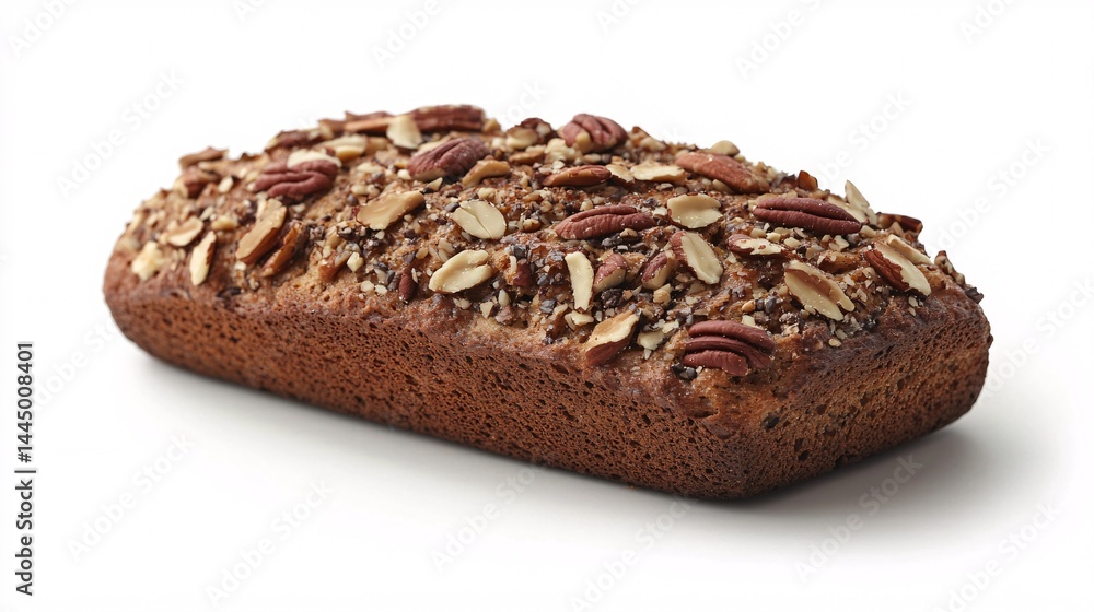 banana bread sprinkled with nuts Photography white back background banana bread sprinkled with nuts Photography white back background