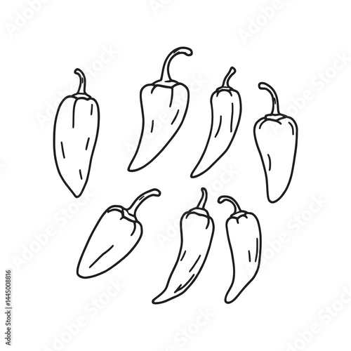 Minimalist line art drawing of habanero chili pepper