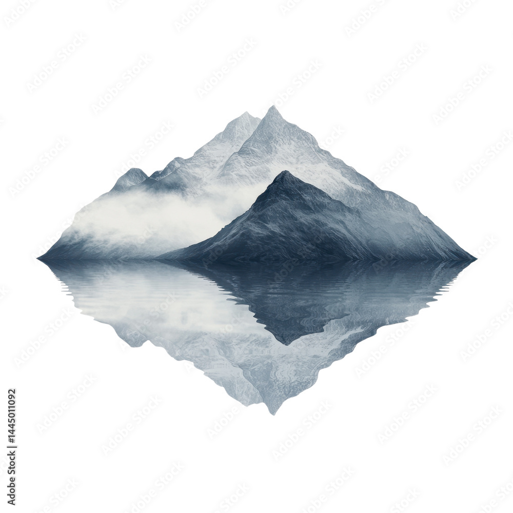 Fototapeta premium Serene Mountain Landscape with Reflection in Calm Water at Dusk
