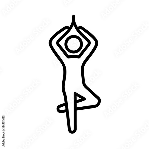 Modern minimalistic tree pose icon - balance, stability, simple lines