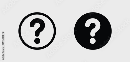 Question Mark Icons in Circle Black and White