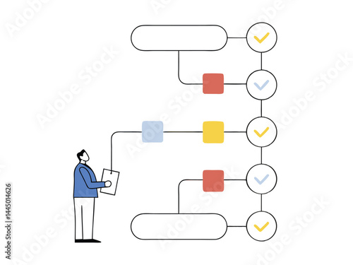 Project Tracking – Businessman Managing Timeline and Completing Tasks to Monitor Progress and Workflow Efficiency