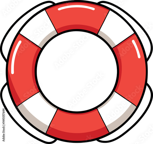 High-Quality Vector Illustration of a Lifebuoy Ring for Safety and Rescue – Essential Nautical Icon for Maritime Emergency Response, Water Rescue, and Digital Stock Designs