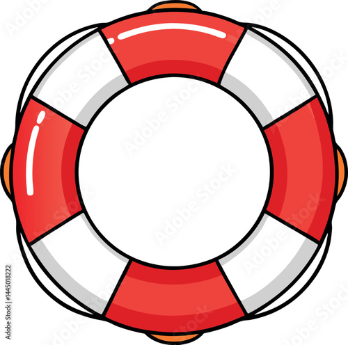 High-Quality Vector Illustration of a Lifebuoy Ring for Safety and Rescue – Essential Nautical Icon for Maritime Emergency Response, Water Rescue, and Digital Stock Designs