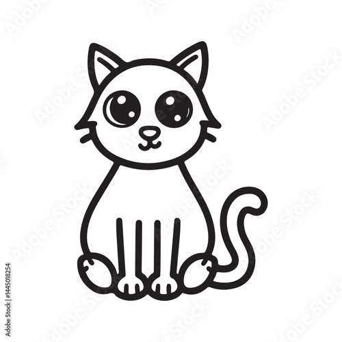 Line art cut cat drawing vector