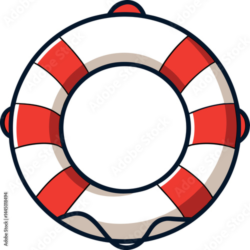 High-Quality Vector Illustration of a Lifebuoy Ring for Safety and Rescue – Essential Nautical Icon for Maritime Emergency Response, Water Rescue, and Digital Stock Designs