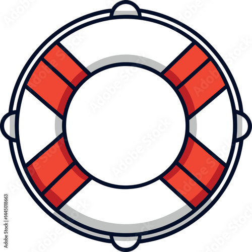 High-Quality Vector Illustration of a Lifebuoy Ring for Safety and Rescue – Essential Nautical Icon for Maritime Emergency Response, Water Rescue, and Digital Stock Designs