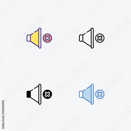Mute icons set in different style vector stock illustration
