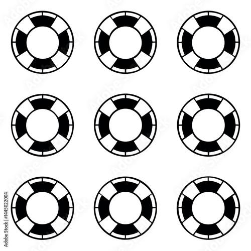 new style Life ring symbol logo icon design black and white color