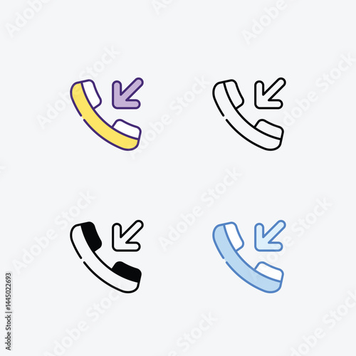 Incoming Call icons set in different style vector stock illustration